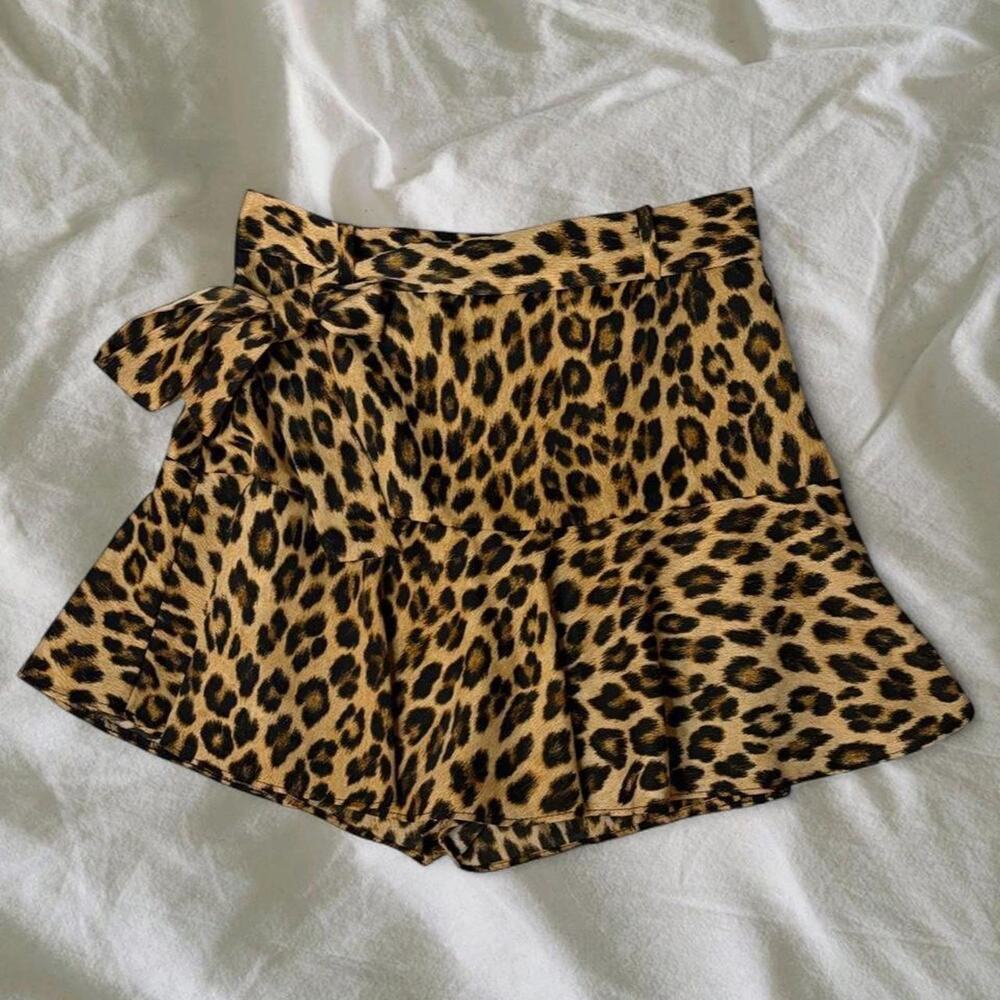Zara Cheetah Print Pleated Mini Skirt - Size S